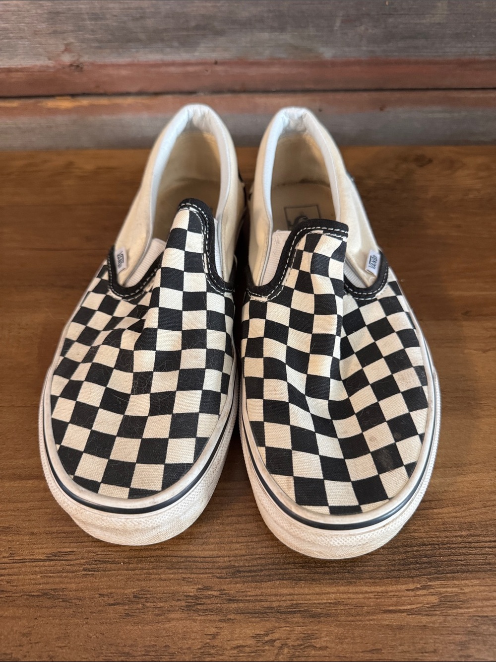 Vans Kids Checkerboard Slip-On Sneakers - Black & White